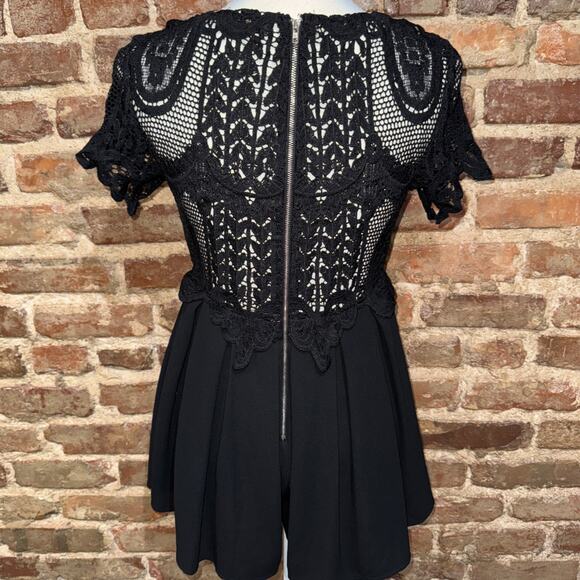 Lac Bleu Women’s Black Mesh Lace Skort Mini Sheer Sz M Boho Goth Western - Picture 6 of 11